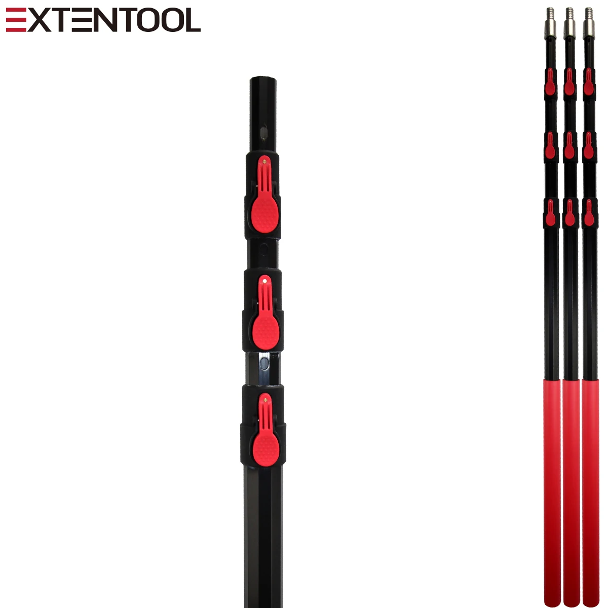 Extentool прочный 12 ~ 30 футов Телескопический столб алюминиевый квадратный с пружинной кнопкой