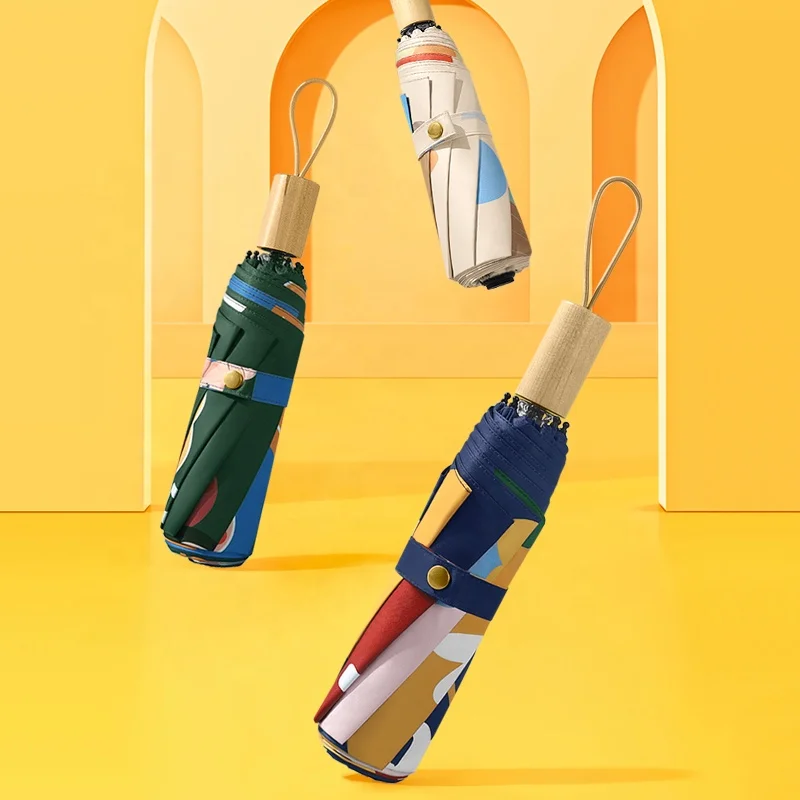 Hot Sale Automatic Folding Umbrella For Rain and Shine Dual-purpose Cartoon Digital Printing Girl Wood Umbrella Can Custom Logo