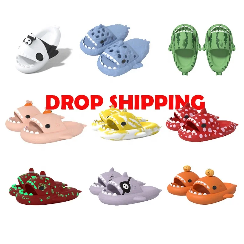 Free Shipping Adult Babouche Femme Tendance Shark Terlik EVA Slides Slippers Non Slip Footwear Women Shark Slides