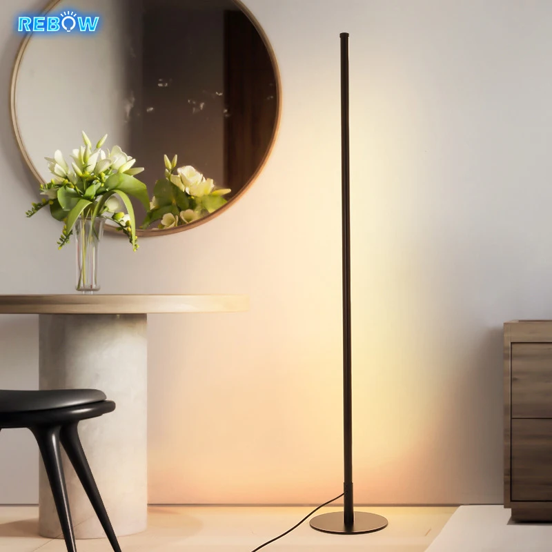 Rebow Drop Shipping Home Hotel Circle White Warm RGB Nordic Feather Shelf Standing Contemporary LED Corner Floor Lamp