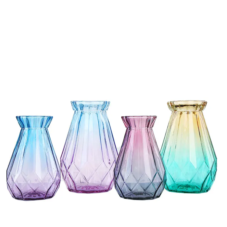 Factory Household decorative coloured wide mouth flower  glass  vase bottle