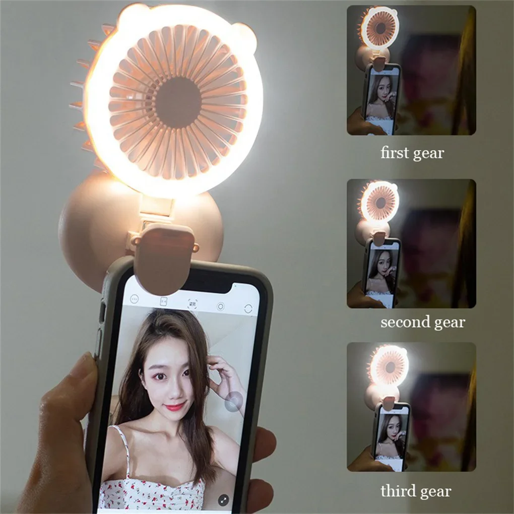 Factory Wholesale Mini Portable Handheld Rechargeable Cooling Fan Fill Light USB Charging Clamp Night Light Desk Fan