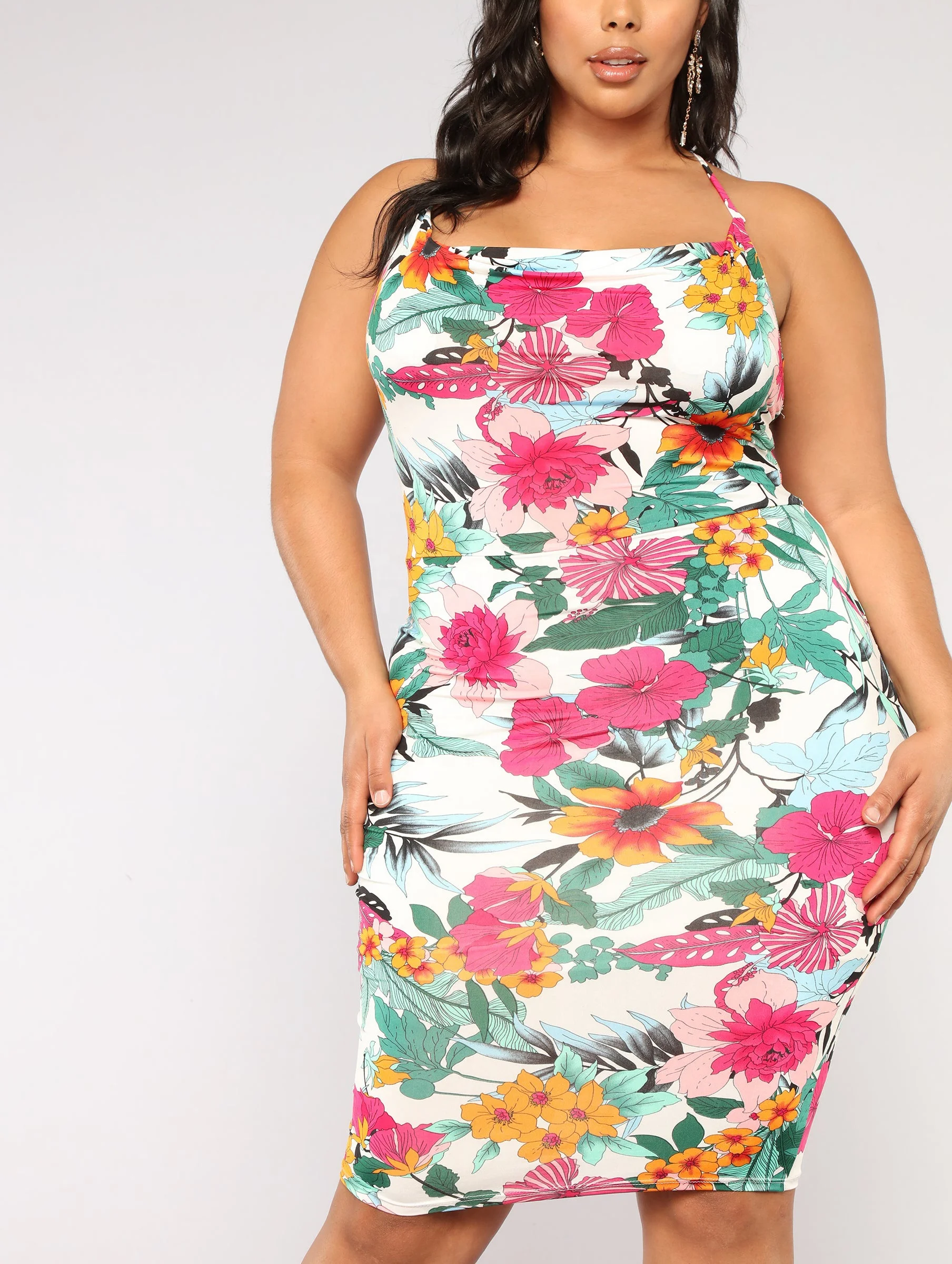 2022 new season elegant beautiful big size casual dress custom summer women printed graphic plus size floral dress