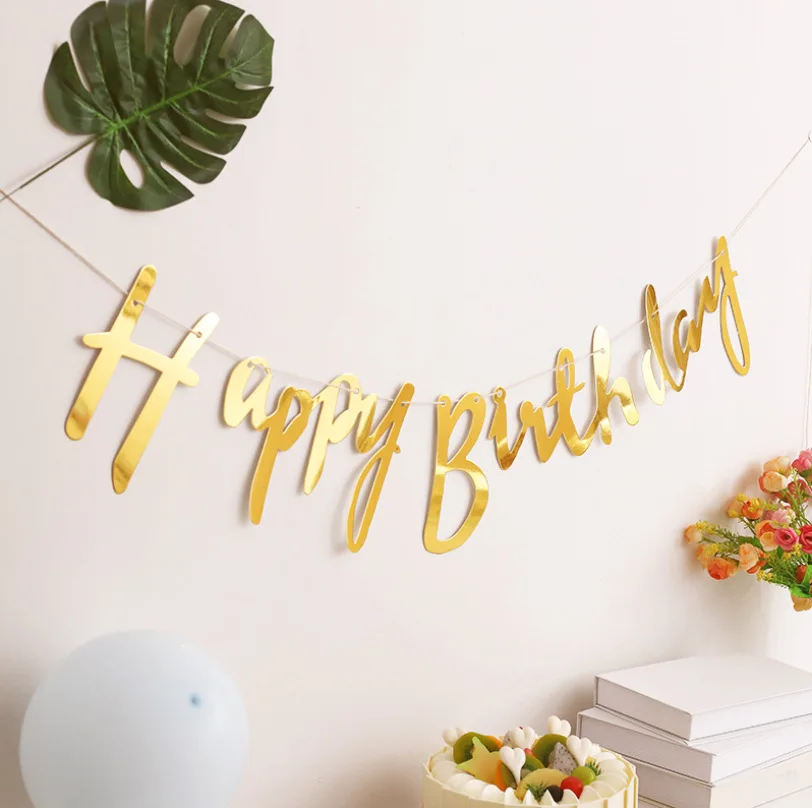 Paper Banner Balloons Garland Flags Kids Birthday DIY Hanging Party Decorations Baby Shower Flag Banner Supplies
