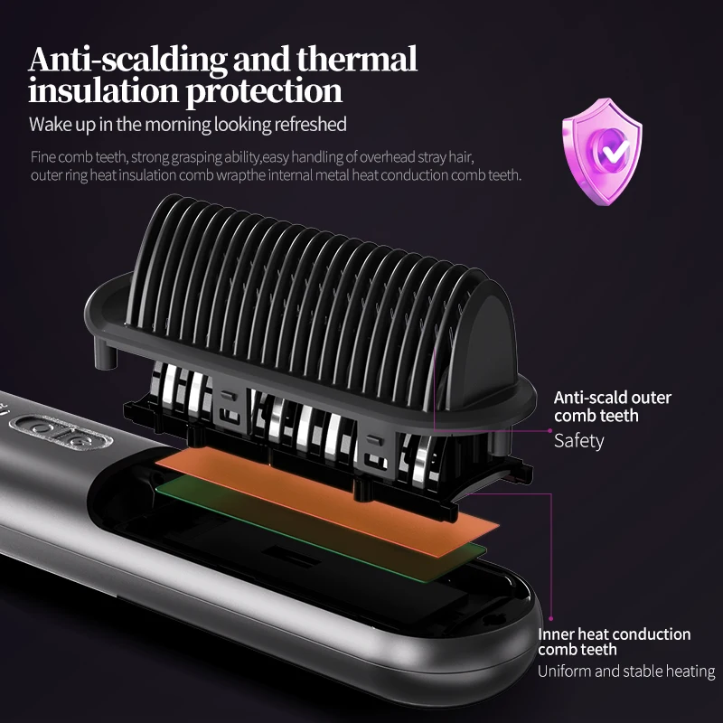 Manufacturer New Launch Mini Cordless Ionic Hair Straightener Brush Rechargeable 250 mAh  Wireless Hair Straightener Comb