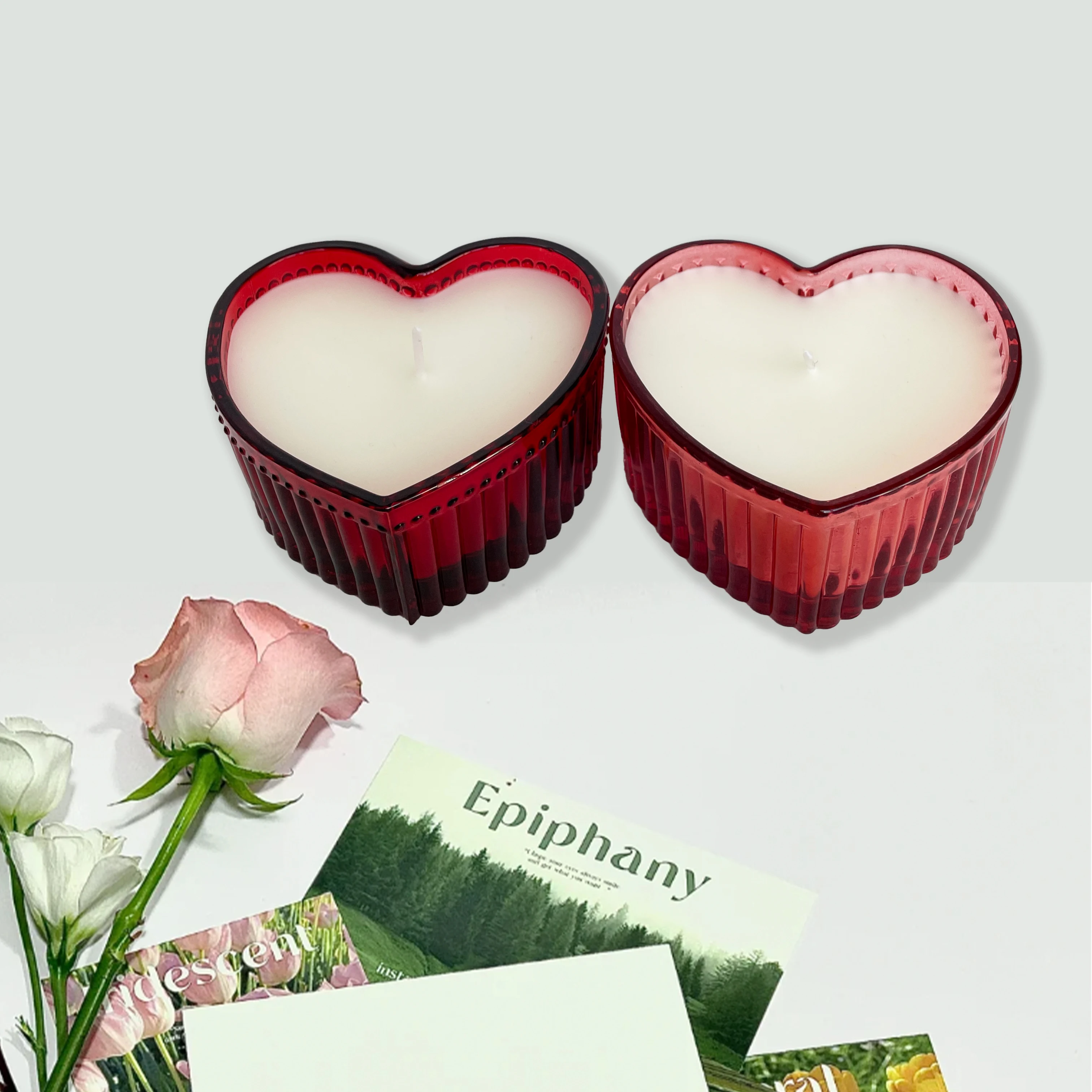Wholesale Transparent Heart Shaped Glass Scented Candle Jars Making Christmas Aromatherapy Candles Wax Filling Cup Empty Candle
