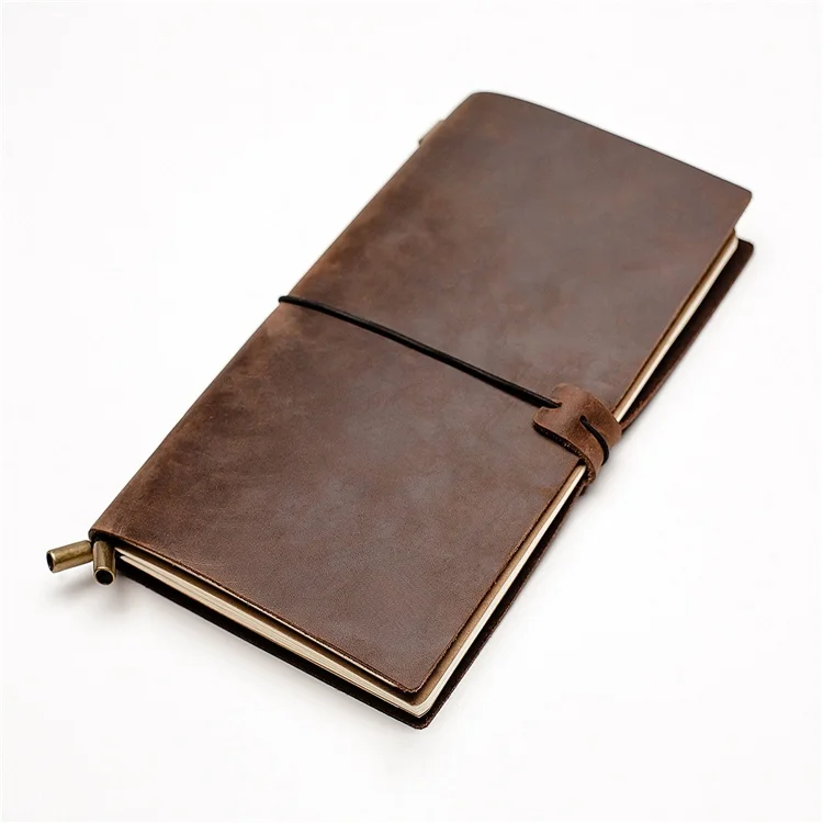 Classic vintage leather elastic band refillable journal travel diary
