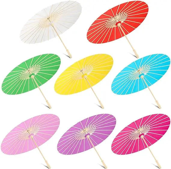 paper parasols White  Paper Umbrella 23.6' Paper Parasol Umbrella DIY Decorative Chinese Japanese Umbrella for wedding Props