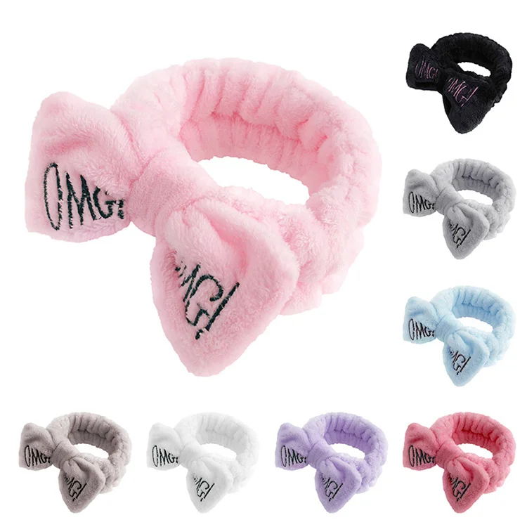 Yoga Cosmetic Bath Hairbands With Ears Polyester Towel Fabric Ladies Hair Band Spa Sport Headband