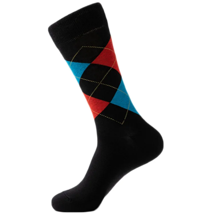 Ready To Ship Men 100% Cotton Fashionable Socks Argyle Business Socks