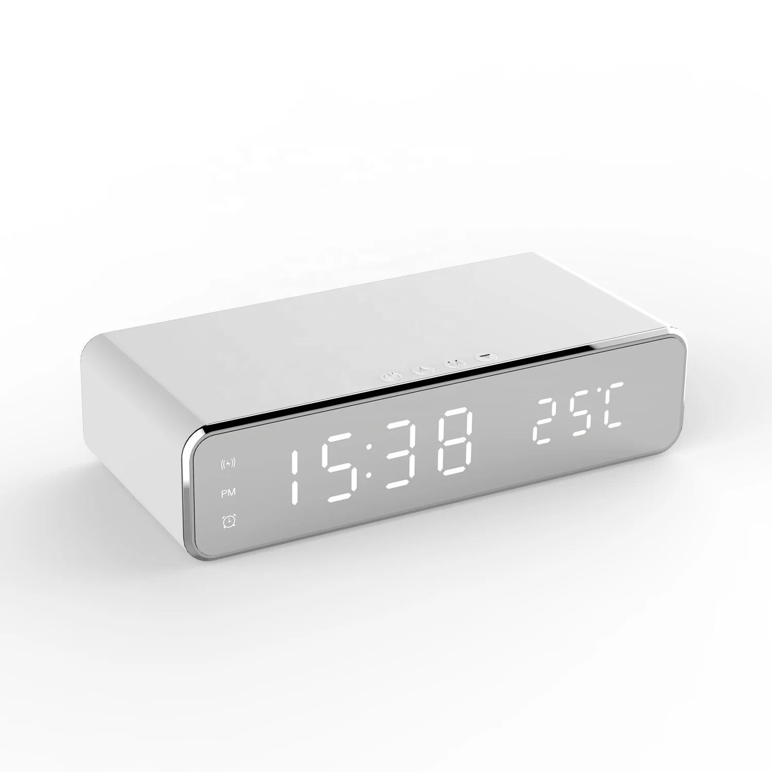 Беспроводное зарядное устройство по самой низкой цене, светодиодный цифровой будильник с зеркальным HD дисплеем и функцией термометра для домашнего использования