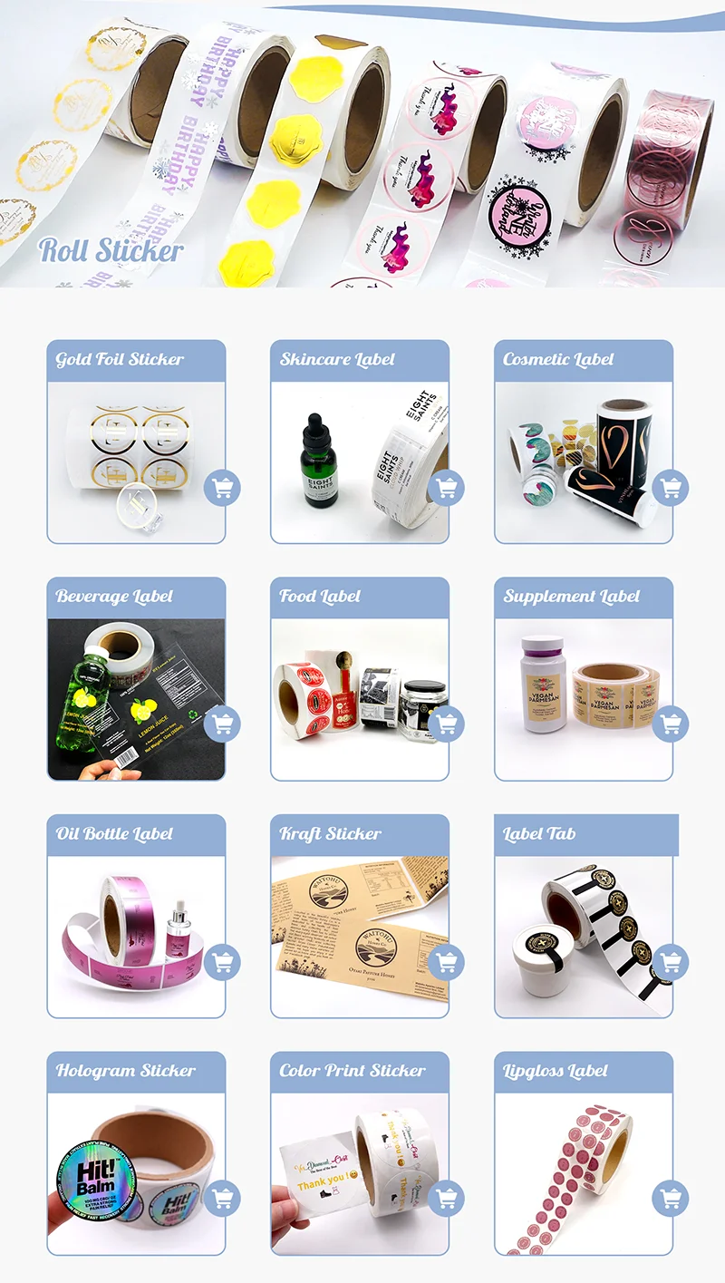 Personalized Stamping Gold Color Product Private Custom Round Stickers Paper Vinyl Adhesive Label Logo Sticker Roll