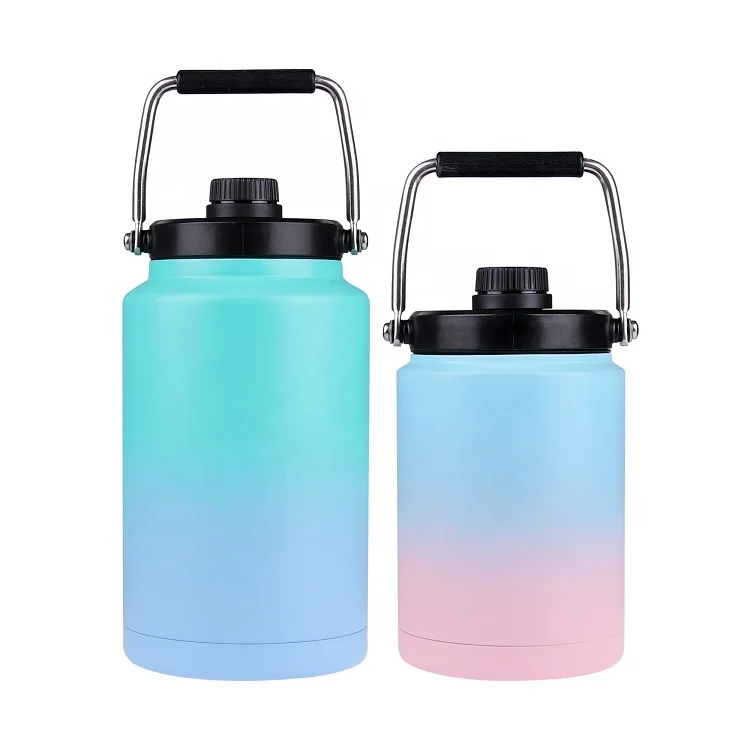 1/2  1 half gallon 64 oz Ounce stainless steel  Vacuum Insulated Large Water Bottle Jug with Handle