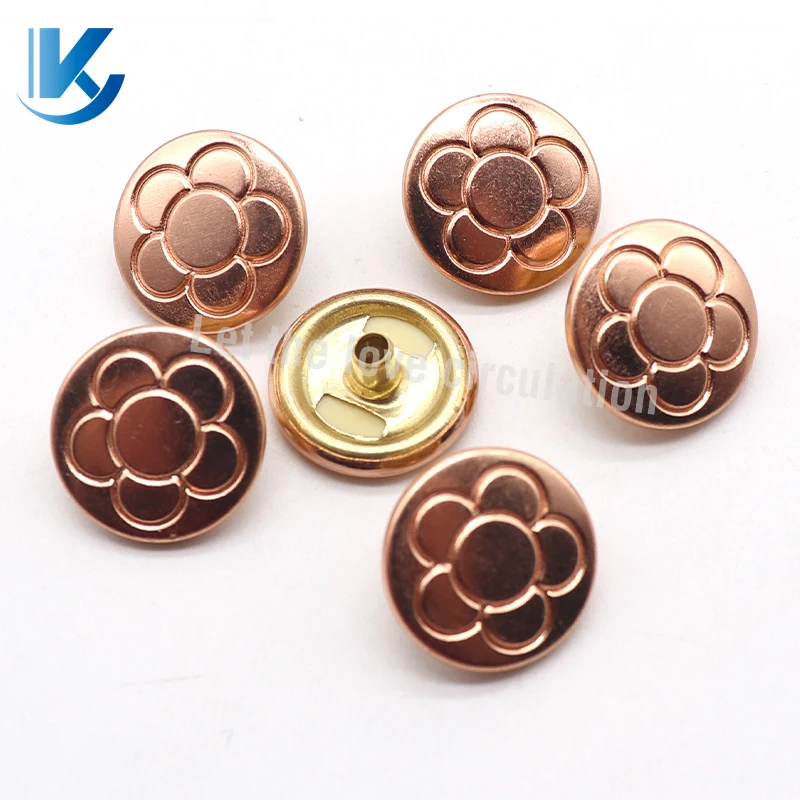 Ky Button Manufacturer No MOQ Wholesale Custom Embossed Brass Gold Plated Metal Shank Button For Clothes