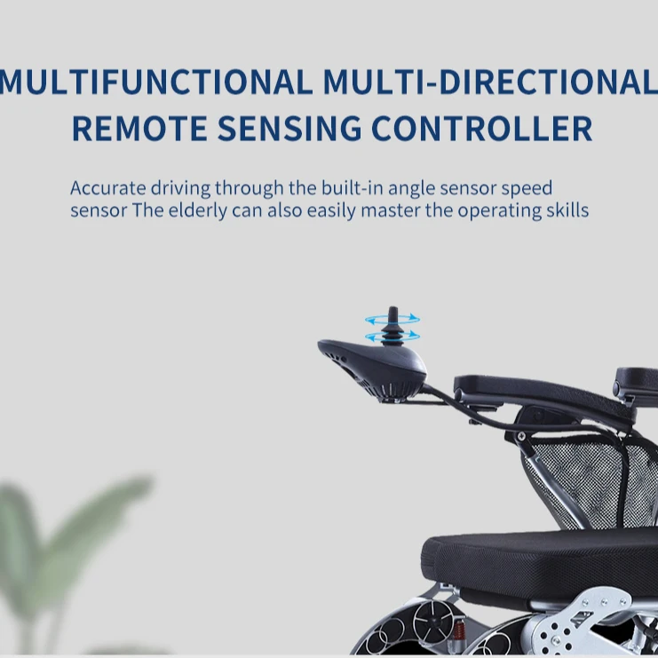2022 Amazon Hot Selling Aluminum Alloy Lightweight Wheelchair Folding Power Remote Control Portable Electric Wheelchair