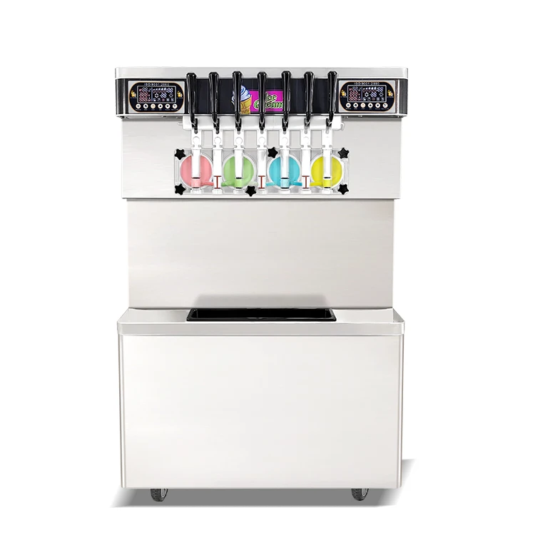 GOOPIKK 7 Flavors 65L/H Soft Serve Ice Cream Machine Frozen Yogurt Ice Cream Maker Commercial 4+3 Mixed Flavors With 4 Tanks