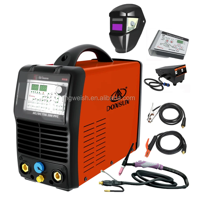 
TIG 200 ACDC PFC MV, 110V/220V multi voltage inverter PFC, professional aluminum Welder, GTAW, everlast, miller, WTL 