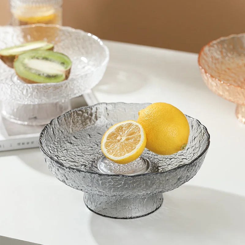 Salad Dessert Plate Creative High Foot Fruit Plate Glass Fruit Charger Plate