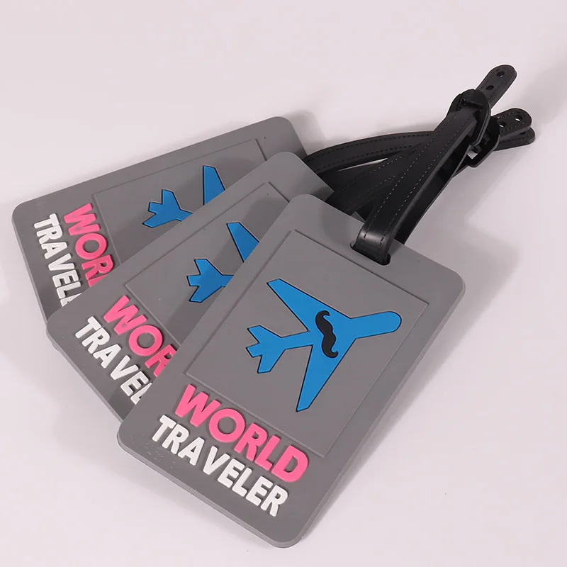 Custom PVC Red Embossed Logo Adjustable Luggage Tag for Travel Agency Luggage Label Tag Promotional Gift Giveaway