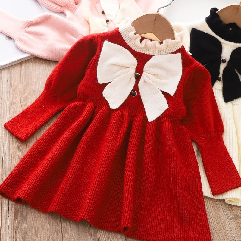 2022 spring and autumn Girls Sweet knitted princess dress, soft and comfortable dress, suitable for 2-6 years old children