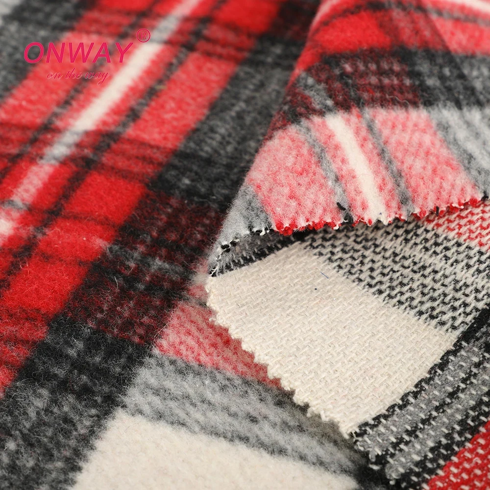 2024 Hot sale 75% polyester and  15% polyacrylic and 10% wool yarn dyed brushed flannel fleece fabric tissu polaire