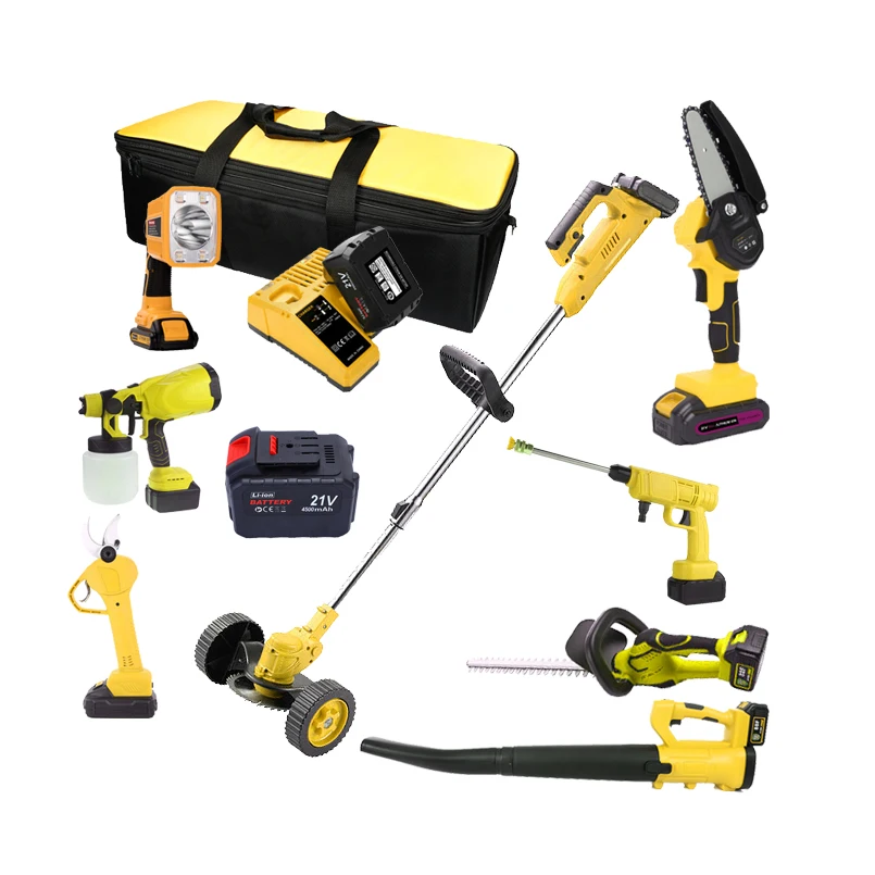 Professional Manufacturer Portable Garden Tools Set 10 Pieces Lithium Wireless Electric Garden Power Tool Sets for Wholesales