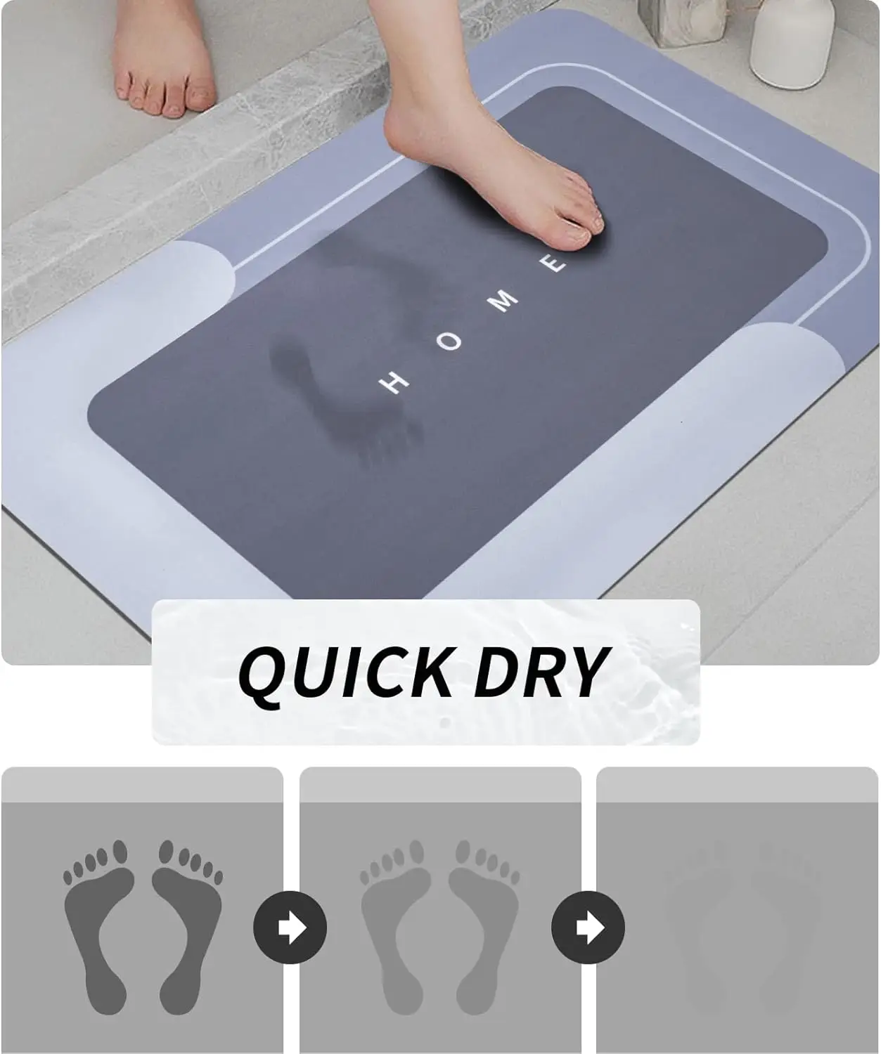 rubber heated diatom luxury waterproof nonslip drying anti slip bath mat for absorbent bathroom foot door floor mat rug set