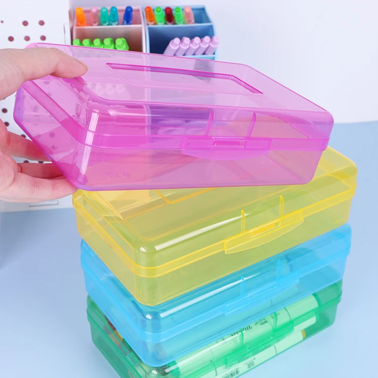 YUZMEI Plastic Large Pencil Box Crayon Box Hard Pencil Case School Pencil Case with Snap-tight Lid Storage Organizer