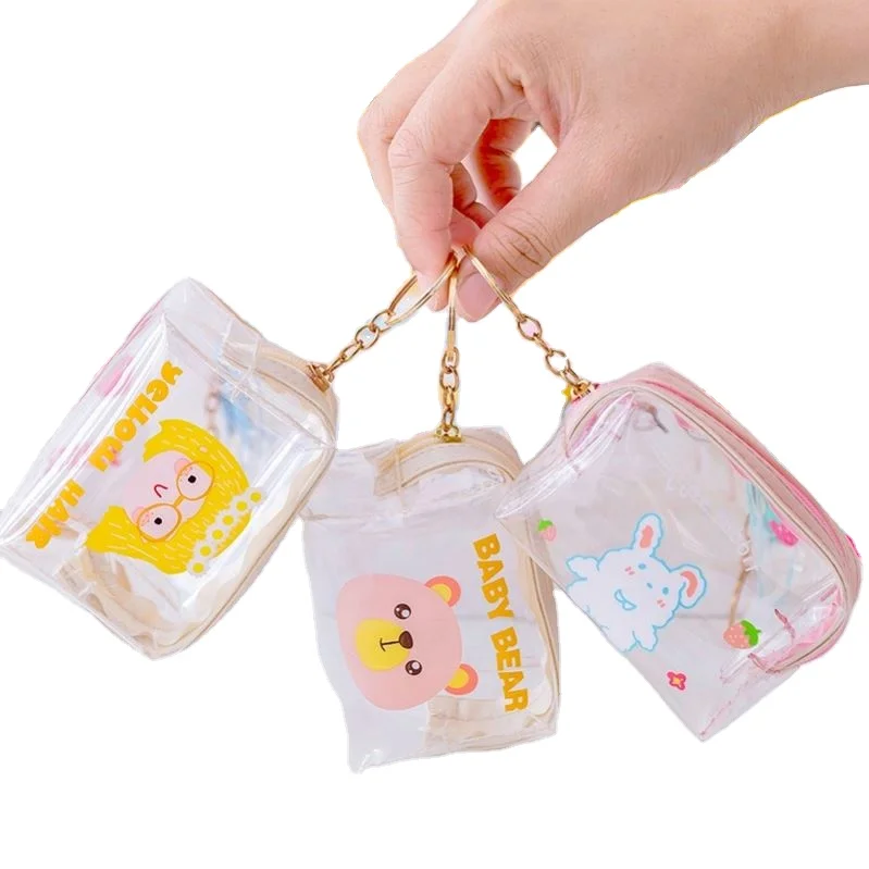 New arrival fashion golden zipper custom image small woman coin purse transparent pvc coin purse