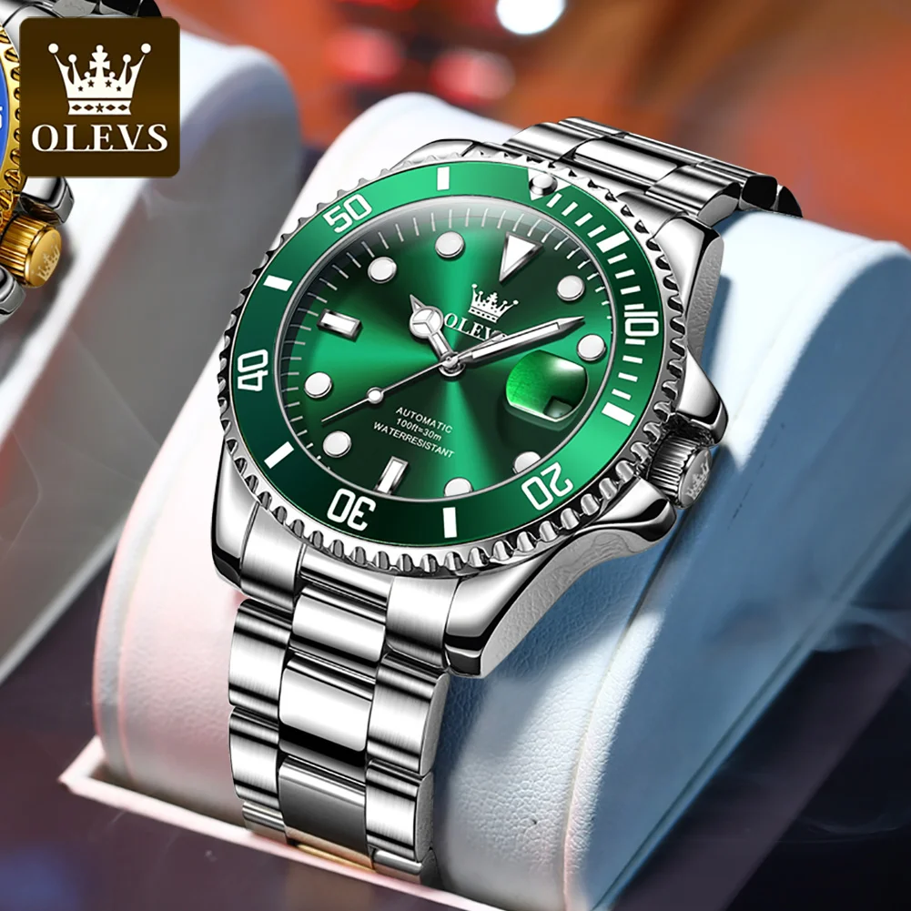 OLEVS 6650 hot sell fashion mens mechanical watch Stainless steel band Tourbillion Waterproof Luminous watch business watch set