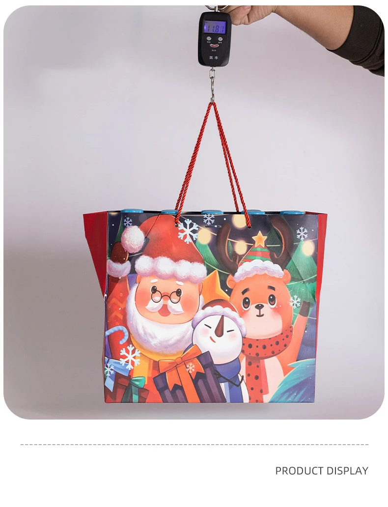 Wholesale Recyclable Promotional Custom Printed Packaging Gift Christmas Paper Bag With Handle