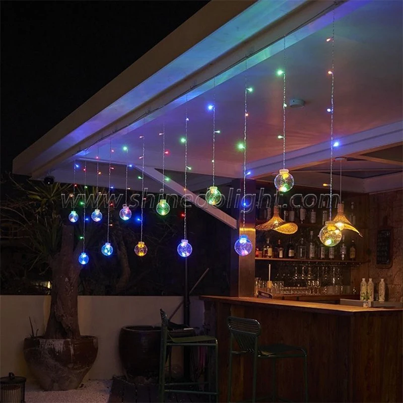 Christmas Bulb Led Window Curtain String Light Wish Ball Garland Tree Outdoor Decorations Bauble String Lights