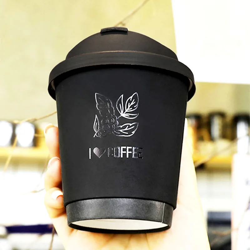 Double-layer Black Velvet Paper Cup Silver Foil Stamping Hot Coffee Drink Biodegradable Paper cups Custom Logo