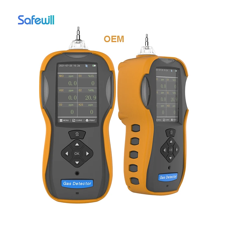Safewill Factory 6 in 1 Multi Gas Detector CE Atex Approved Portable Gas Monitor Lel/Co/H2s/O2 with DATA Bluetooth Transmission