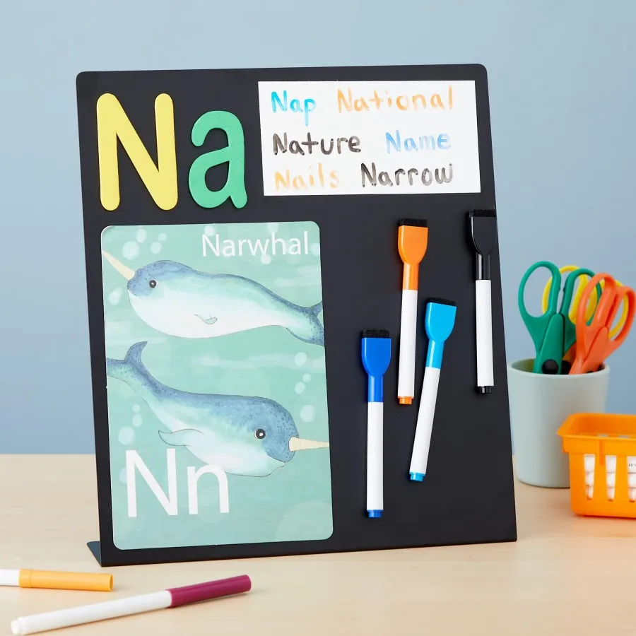 Office Home Memo Display Stand Mini Chalkboard Signs Large Magnetic Metal Board with Easel Stand