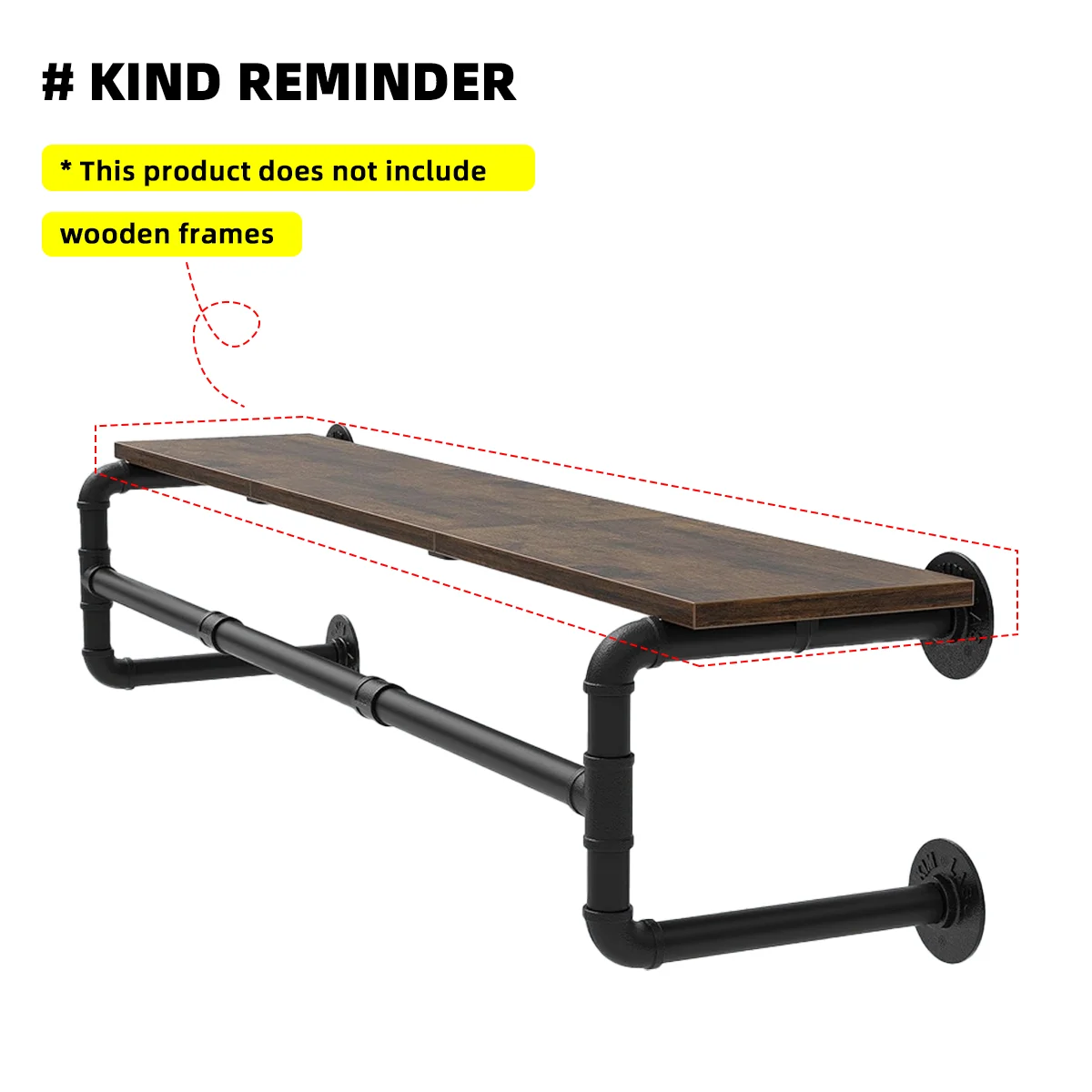 Industrial Metal Pipeline Hangers for Kitchen & Living Room Wall-Mounted Single-Tier Art-Themed Bathroom Wardrobe