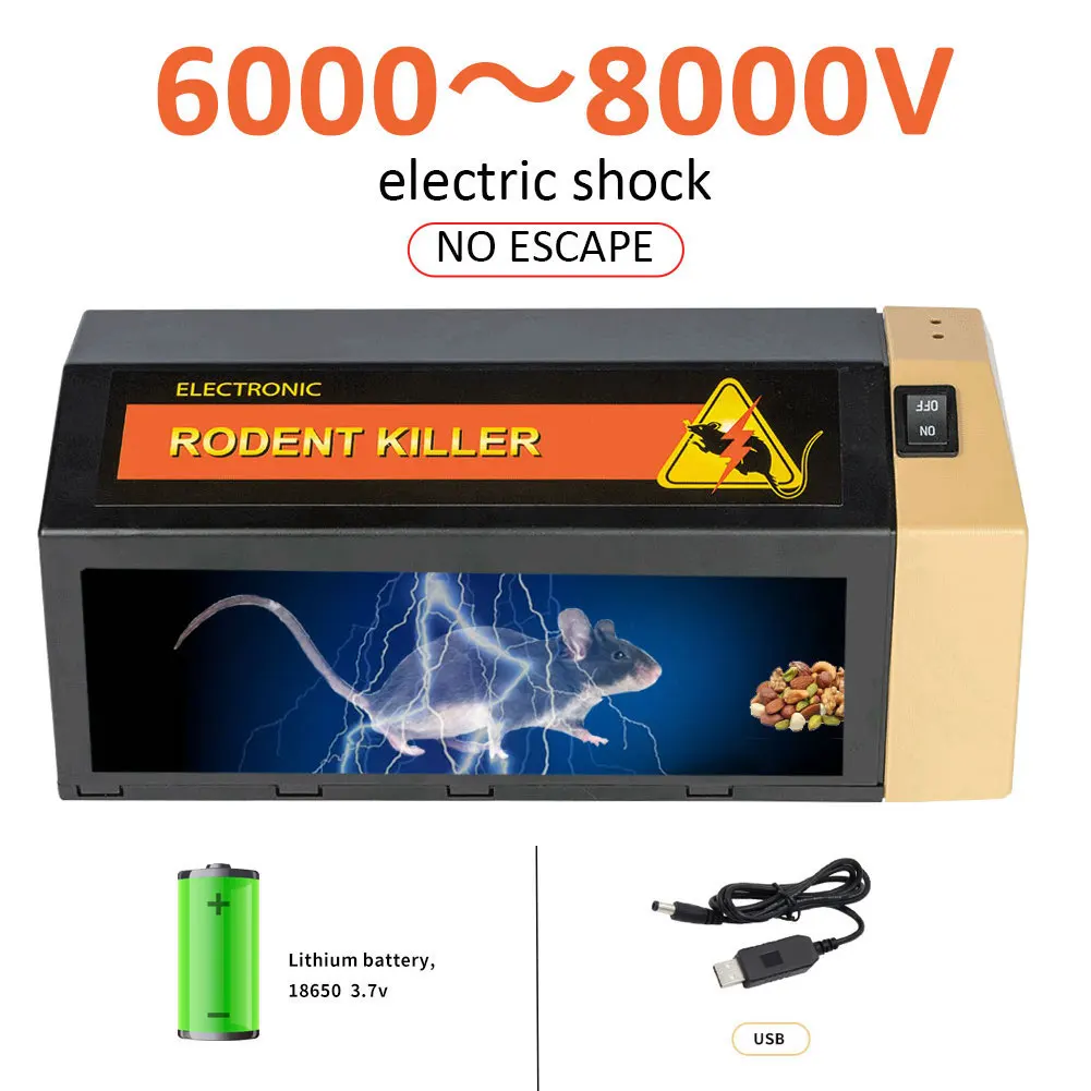 Indoor High Voltage Plastic Electronic Rodent Traps,Smart Electric Shock Mouse Trap Multi Rat Killer Chipmunk Mice Zapper