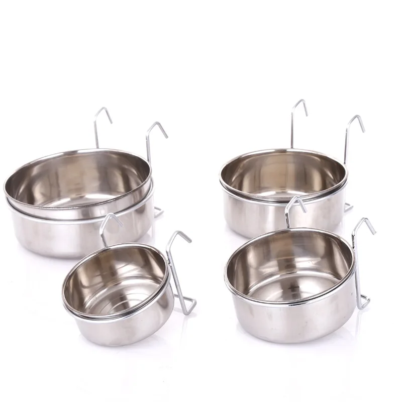 Hanging Removable Stainless Steel Parrot bird water drinker pot bowel for Bird Cages