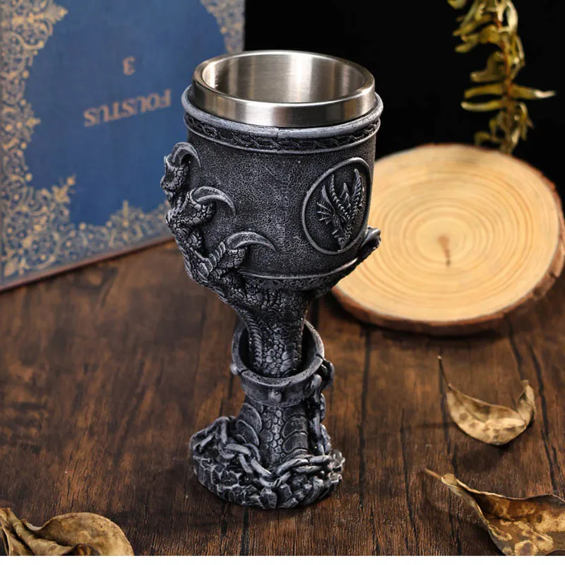 Home Club Stainless Steel Liner Strong Wine Red Wine Whiskey Glass Set Creative 3D Dragon Eagle Claw Skull Goblet Cup
