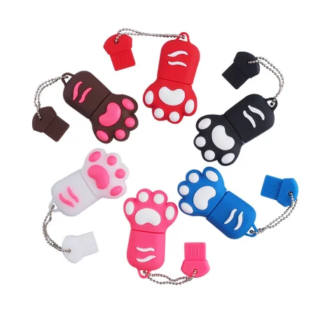 USB флеш-накопитель в виде милых кошек, лап, 2,0 дюйма, 1 ГБ, 2 ГБ, 4 Гб, мультяшный USB-накопитель, Подарочная Флешка 3,0, 8 ГБ, 16 ГБ, 32 ГБ, 64 ГБ, ПВХ флеш-накопитель