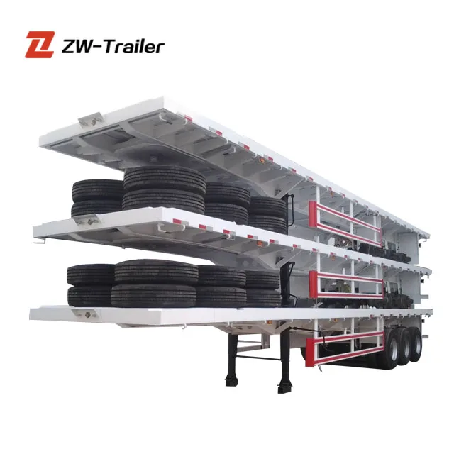 new 3Axles 40 Feet Container Transport Flat Bed Trailer 40 Ft 3 axle Flatbed Semi Trailer