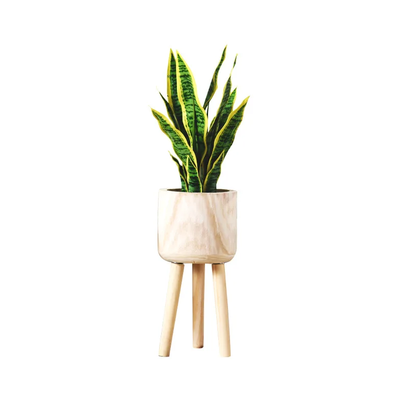Wholesale flower pot wood indoor lamp floor standing sculpture stand decorative home&garden floor planter pots stand