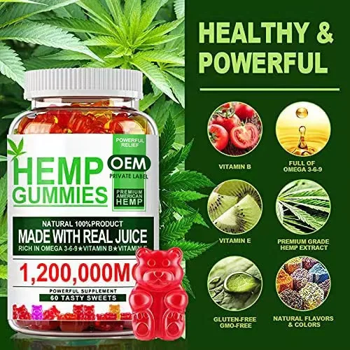 OEM ODM hemp gummi bears 5000mg 3000mg best natural organic herbal supplement bear shape heart shape hemp gummies