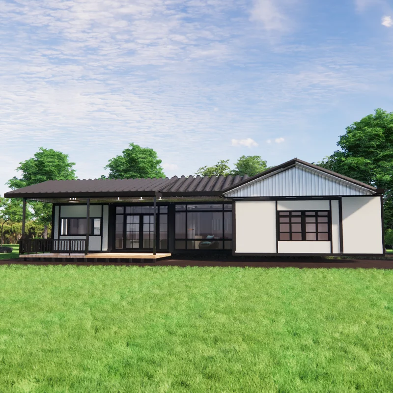 triangular roof Vintage style villa family gathering container homestay large summer prefab houses home