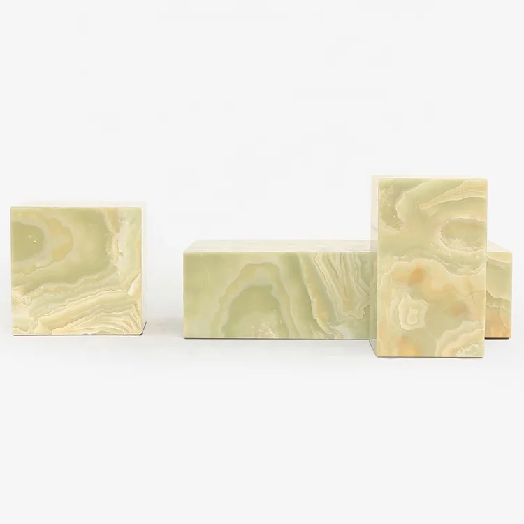 Luxury Green Onyx Marble Square Cubic Couch Side Table Bedroom Furniture Nightstand Bed Side Table Modern
