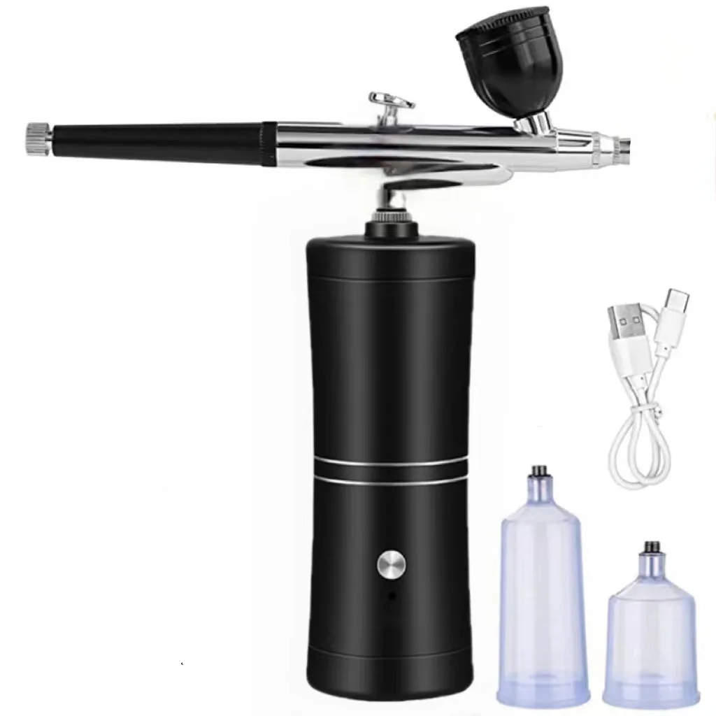 Mini Airbrush Nail Kit With Compressor Portable Oxygen Injector Beauty Equipment for Cake Painting and Crafts