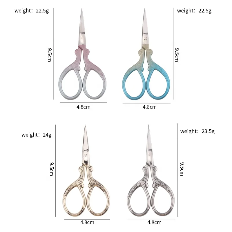 3Cr13 Embroidered Scissors Eyebrow Scissors Printed Scissors With Stainless Steel Color Handle