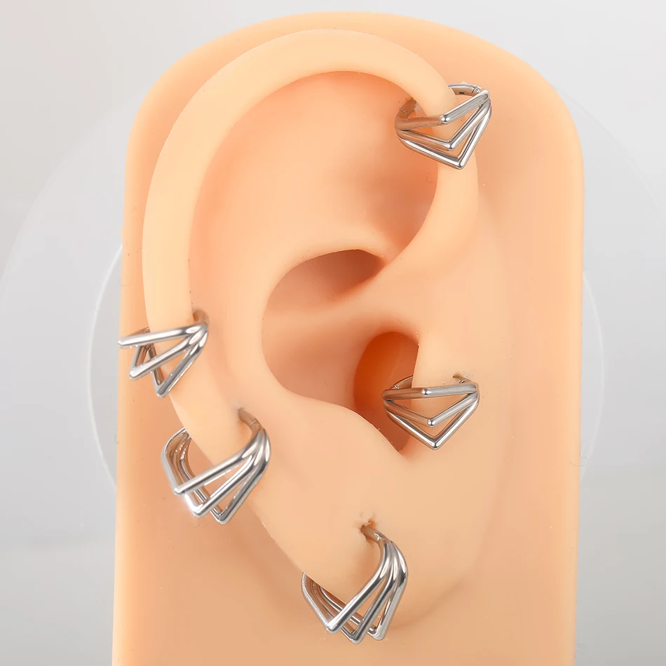 G23 Titanium 3 Ply Water Drop Shape Hinged Segment Hoop Nose Septum Clicker Rings Earrings Cartilage Helix Piercing Jewelry