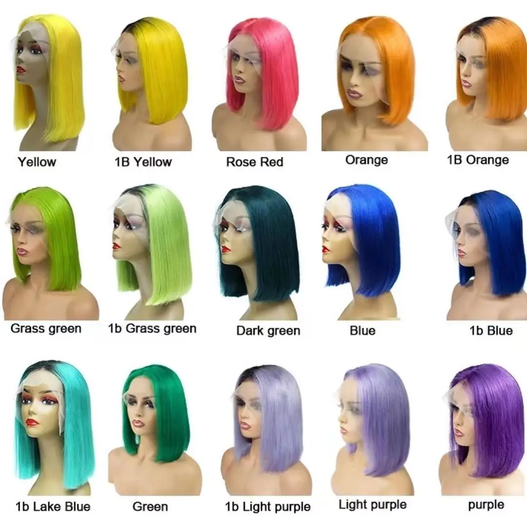 200 Density Lace Frontal Wig Human Hair Colored HD 613 Bob Lace Wig Lace Front Wholesale Raw Peruvian Bob Wigs For Black Women