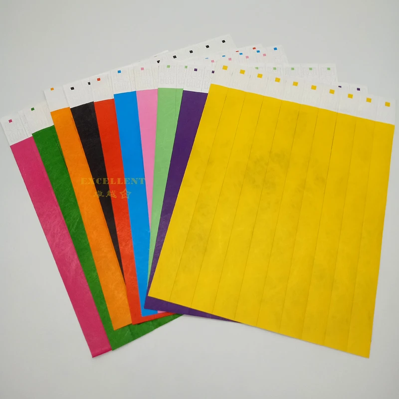 Custom Waterproof Tear Resistant Paper Bracelet logo sticker Party Event Tyvek Bracelets Wristband